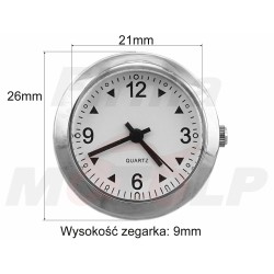 ANALOGOWY WSKAZÓWKOWY ZEGAREK MOTOCYKLOWY Z BIAŁĄ TARCZĄ MOCOWANY NA RZEP