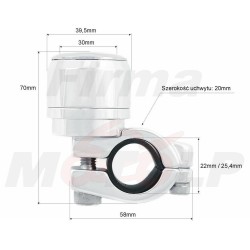 ZEGAREK MOTOCYKLOWY Z CZARNĄ TARCZĄ NA KIEROWNICĘ 22MM / 25,4MM 1 CAL