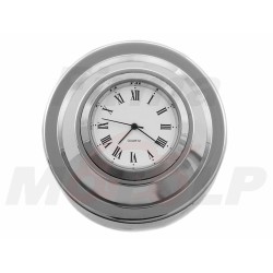 ZEGAREK MOTOCYKLOWY CHROM METAL BUSOLA Z BIAŁĄ TARCZĄ NA KIEROWNICĘ 25,4MM 1 CAL CALOWĄ