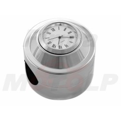 ZEGAREK MOTOCYKLOWY CHROM METAL BUSOLA Z BIAŁĄ TARCZĄ NA KIEROWNICĘ 25,4MM 1 CAL CALOWĄ