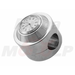 ZEGAREK MOTOCYKLOWY CHROM METAL BUSOLA Z BIAŁĄ TARCZĄ NA KIEROWNICĘ 25,4MM 1 CAL CALOWĄ