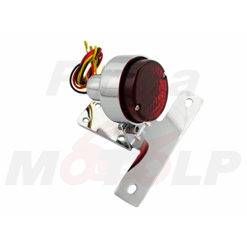 TYLNA LAMPA TYŁ NA BŁOTNIK BOBBER CAFE RACER CHROM METAL Z UCHWYTEM TABLICY REJESTRACYJNEJ