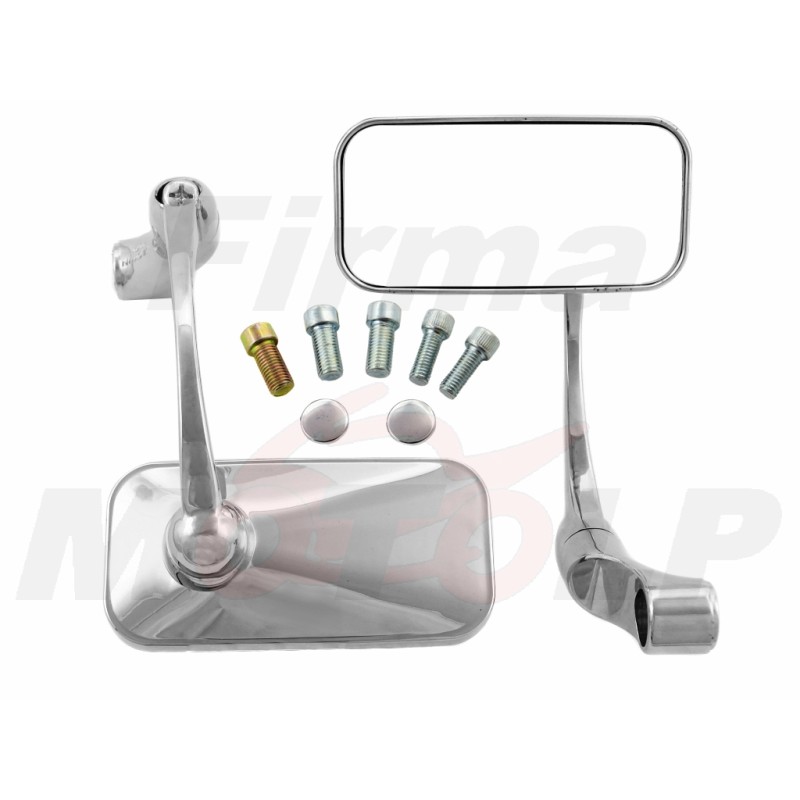 LUSTRA LUSTERKA SFERYCZNE PROSTOKĄTNE CHROMOWANE DO MONTAŻU W KIEROWNICY