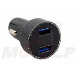 CZARNA ŁADOWARKA POD GNIAZDO ZAPALNICZKI 2x USB QC 3.0 12V / 24V + WOLTOMIERZ
