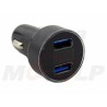 CZARNA ŁADOWARKA POD GNIAZDO ZAPALNICZKI 2x USB QC 3.0 12V / 24V + WOLTOMIERZ