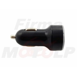 CZARNA ŁADOWARKA POD GNIAZDO ZAPALNICZKI 2x USB QC 3.0 12V / 24V + WOLTOMIERZ