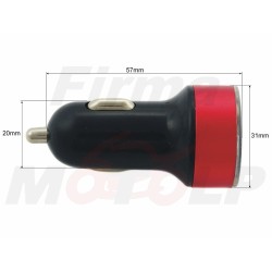 CZERWONA ŁADOWARKA POD GNIAZDO ZAPALNICZKI 2x USB QC 3.0 12V / 24V + WOLTOMIERZ