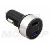 SREBRNA ŁADOWARKA POD GNIAZDO ZAPALNICZKI 2x USB QC 3.0 12V / 24V + WOLTOMIERZ