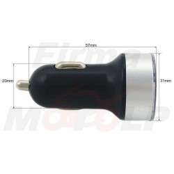 SREBRNA ŁADOWARKA POD GNIAZDO ZAPALNICZKI 2x USB QC 3.0 12V / 24V + WOLTOMIERZ