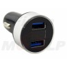 SREBRNA ŁADOWARKA POD GNIAZDO ZAPALNICZKI 2x USB QC 3.0 12V / 24V + WOLTOMIERZ