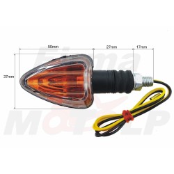 KIERUNKOWSKAZY MIGACZE CZARNE Z BIAŁYM KLOSZEM KRÓTKIE GUMOWE RAMIĘ 12V 23W