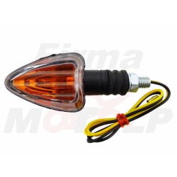 KIERUNKOWSKAZY MIGACZE CZARNE Z BIAŁYM KLOSZEM KRÓTKIE GUMOWE RAMIĘ 12V 23W