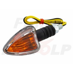 KIERUNKOWSKAZY MIGACZE CZARNE Z BIAŁYM KLOSZEM KRÓTKIE GUMOWE RAMIĘ 12V 23W