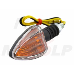 KIERUNKOWSKAZY MIGACZE CZARNE Z BIAŁYM KLOSZEM KRÓTKIE GUMOWE RAMIĘ 12V 23W