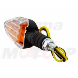 KIERUNKOWSKAZY MIGACZE CZARNE Z BIAŁYM KLOSZEM KRÓTKIE GUMOWE RAMIĘ 12V 23W