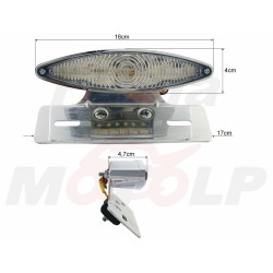 TYLNA LAMPA TYŁ LED LEDOWA NA BŁOTNIK BIAŁA CHROMOWANA HOMOLOGACJA E11