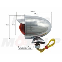 MINI LIGHTBAR Z DASZKIEM METAL CHROM POMARAŃCZOWY KIERUNKOWSKAZ JAJKO