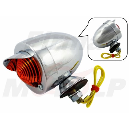 MINI LIGHTBAR Z DASZKIEM METAL CHROM CZERWONY TYLNE ŚWIATŁO TYŁ JAJKO