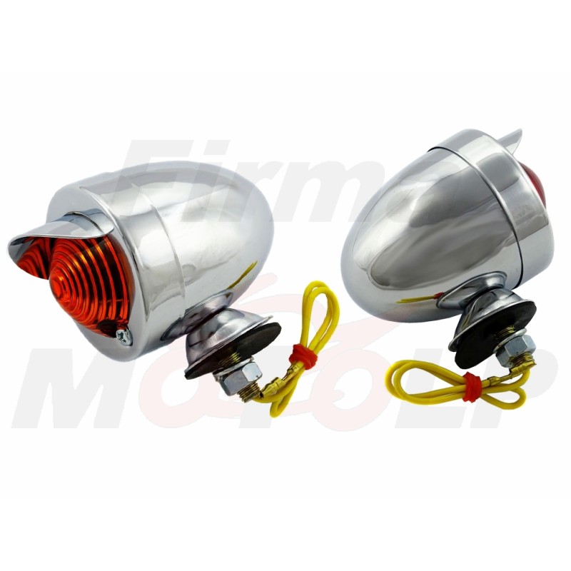 MINI LIGHTBARY Z DASZKIEM METAL CHROM CZERWONE TYLNE ŚWIATŁA TYŁ JAJKO