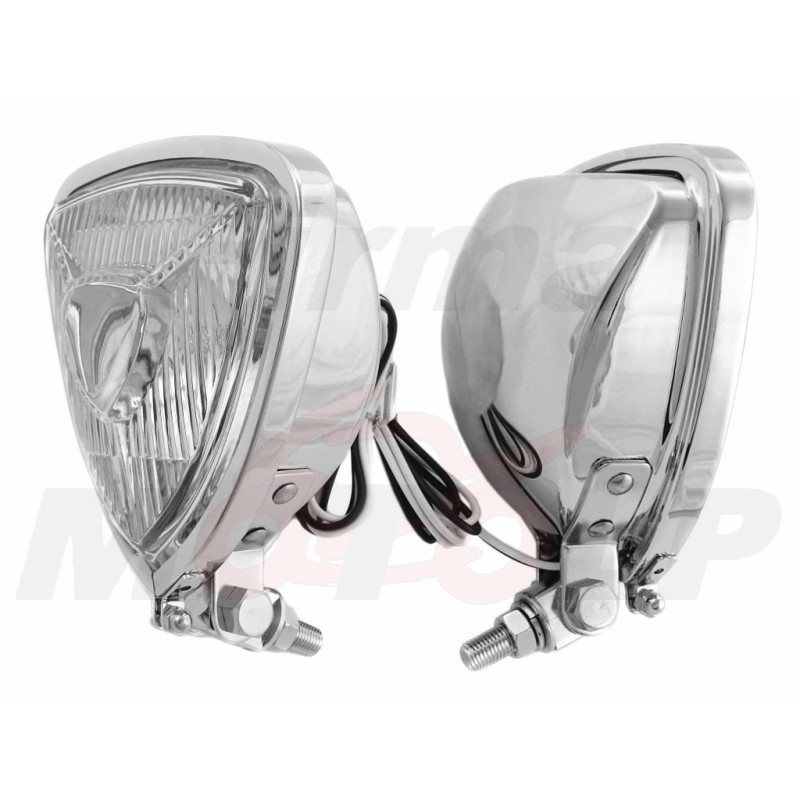 REFLEKTORY LIGHTBARY PRZEDNIE LAMPY PRZÓD TRÓJKĄTNE METAL CHROM H3 12V 55W