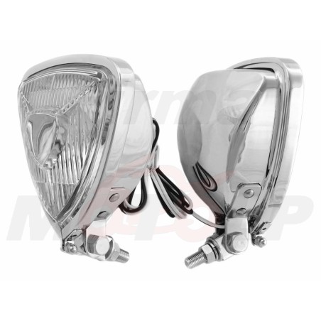 REFLEKTORY LIGHTBARY PRZEDNIE LAMPY PRZÓD TRÓJKĄTNE METAL CHROM H3 12V 55W
