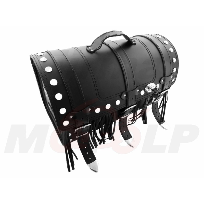 TYLNY CENTRALNY KUFER TYŁ SKÓRZANY Z ZAMKIEM I ĆWIEKAMI 30L CHOPPER DRAG CRUISER KLASYK