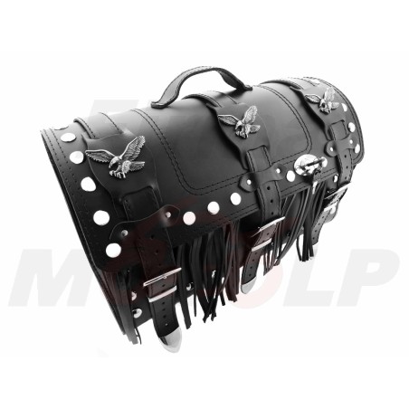 TYLNY CENTRALNY KUFER TYŁ SKÓRZANY Z ZAMKIEM I ĆWIEKAMI 30L CHOPPER DRAG CRUISER KLASYK