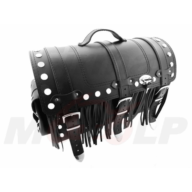 TYLNY CENTRALNY KUFER TYŁ SKÓRZANY Z ZAMKIEM I ĆWIEKAMI 30L CHOPPER DRAG CRUISER KLASYK