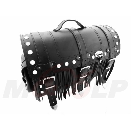 TYLNY CENTRALNY KUFER TYŁ SKÓRZANY Z ZAMKIEM I ĆWIEKAMI 30L CHOPPER DRAG CRUISER KLASYK