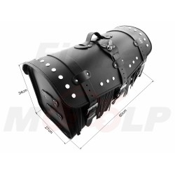 TYLNY CENTRALNY KUFER TYŁ SKÓRZANY Z ZAMKIEM I ĆWIEKAMI 48L 60CM Z ORZEŁKIEM NA 2 KASKI ZAMEK CHOPPER DRAG CRUISER KLASYK