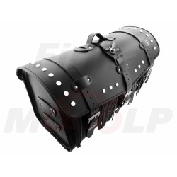 TYLNY CENTRALNY KUFER TYŁ SKÓRZANY Z ZAMKIEM I ĆWIEKAMI 48L 60CM Z ORZEŁKIEM NA 2 KASKI ZAMEK CHOPPER DRAG CRUISER KLASYK