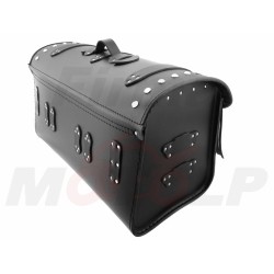 TYLNY CENTRALNY KUFER TYŁ SKÓRZANY Z ZAMKIEM I ĆWIEKAMI 48L 60CM Z ORZEŁKAMI NA 2 KASKI ZAMEK CHOPPER DRAG CRUISER KLASYK