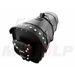 TYLNY CENTRALNY KUFER TYŁ SKÓRZANY Z ZAMKIEM I ĆWIEKAMI 48L 60CM Z KIESZENIAMI NA 2 KASKI ZAMEK CHOPPER DRAG CRUISER KLASYK