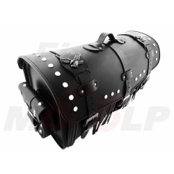 TYLNY CENTRALNY KUFER TYŁ SKÓRZANY Z ZAMKIEM I ĆWIEKAMI 48L 60CM Z KIESZENIAMI NA 2 KASKI ZAMEK CHOPPER DRAG CRUISER KLASYK