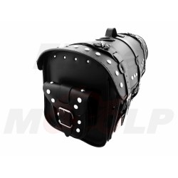 TYLNY CENTRALNY KUFER TYŁ SKÓRZANY Z ZAMKIEM I ĆWIEKAMI 48L 60CM Z KIESZENIAMI NA 2 KASKI ZAMEK CHOPPER DRAG CRUISER KLASYK