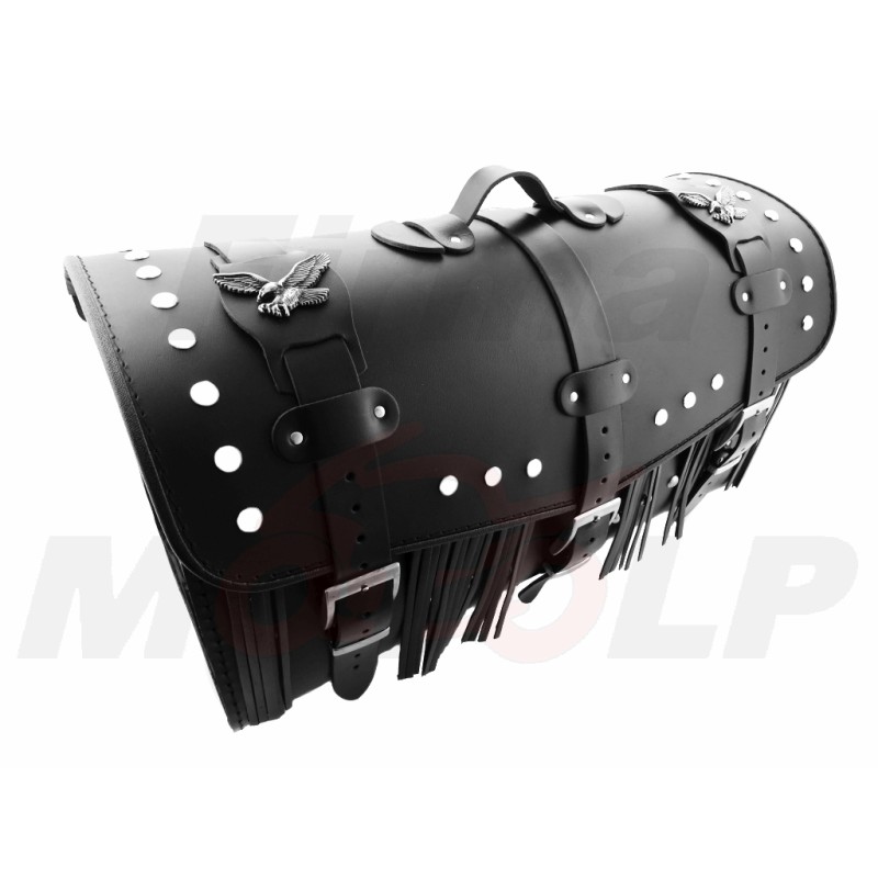 TYLNY CENTRALNY KUFER TYŁ SKÓRZANY Z ZAMKIEM I ĆWIEKAMI 48L 60CM KAWASAKI EL BN EN VN VULCAN NOMAD