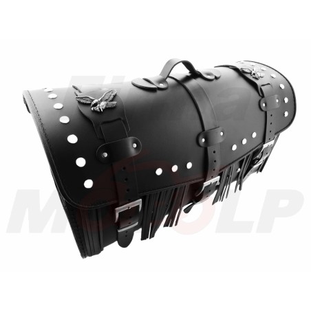 TYLNY CENTRALNY KUFER TYŁ SKÓRZANY Z ZAMKIEM I ĆWIEKAMI 48L 60CM KAWASAKI EL BN EN VN VULCAN NOMAD