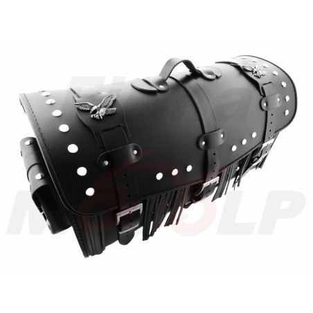 TYLNY CENTRALNY KUFER TYŁ SKÓRZANY Z ZAMKIEM I ĆWIEKAMI 48L Z KIESZONKAMI 60CM KAWASAKI EL BN EN VN VULCAN NOMAD