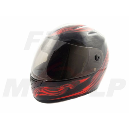 NOWY KASK INTEGRALNY PEŁNY TIGER ATEST - CZARNY PŁOMIENIE S - Z WADĄ WIZUALNĄ