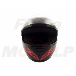 NOWY KASK INTEGRALNY PEŁNY TIGER ATEST - CZARNY PŁOMIENIE S - Z WADĄ WIZUALNĄ