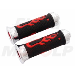 MANETKI MOTOCYKLOWE GUMY KIEROWNICY PŁOMIENIE CZASZKA NA KIEROWNICĘ 22MM