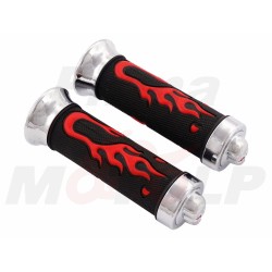 MANETKI MOTOCYKLOWE GUMY KIEROWNICY PŁOMIENIE CZASZKA NA KIEROWNICĘ 22MM