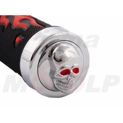 MANETKI MOTOCYKLOWE GUMY KIEROWNICY PŁOMIENIE CZASZKA NA KIEROWNICĘ 22MM