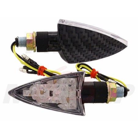 MIGACZE KIERUNKOWSKAZY LED LEDOWE STRZAŁKA CZARNY CARBON 12V 0,5W HOMOLOGACJA E11