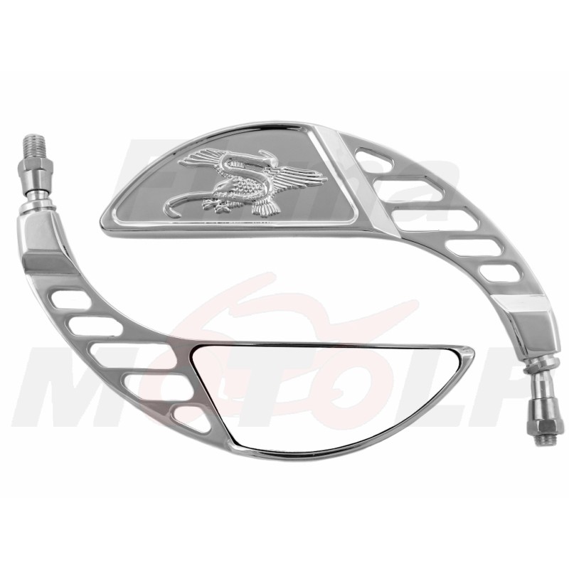 LUSTRA LUSTERKA CHROMOWANE METALOWE Z ORZEŁKIEM - M10 - HONDA KAWASAKI SUZUKI