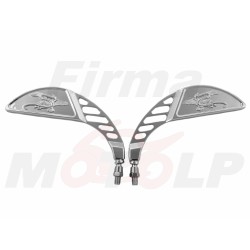 LUSTRA LUSTERKA CHROMOWANE METALOWE Z ORZEŁKIEM - M10 - HONDA KAWASAKI SUZUKI