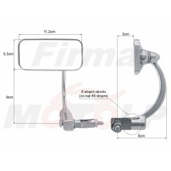 LUSTRA LUSTERKA SFERYCZNE PROSTOKĄTNE CHROMOWANE DO MONTAŻU W KIEROWNICY