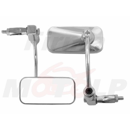 LUSTRA LUSTERKA SFERYCZNE PROSTOKĄTNE CHROMOWANE DO MONTAŻU W KIEROWNICY