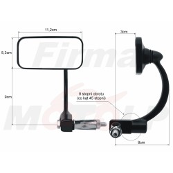 LUSTRA LUSTERKA SFERYCZNE PROSTOKĄTNE CZARNY MAT DO MONTAŻU W KIEROWNICY