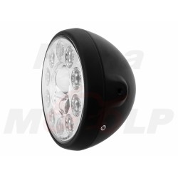 REFLEKTOR PRZEDNIA LAMPA PRZÓD LED LEDOWA SOCZEWKA CZARNY MAT HARLEY BUGGY HOMOLOGACJA E4 HC/R